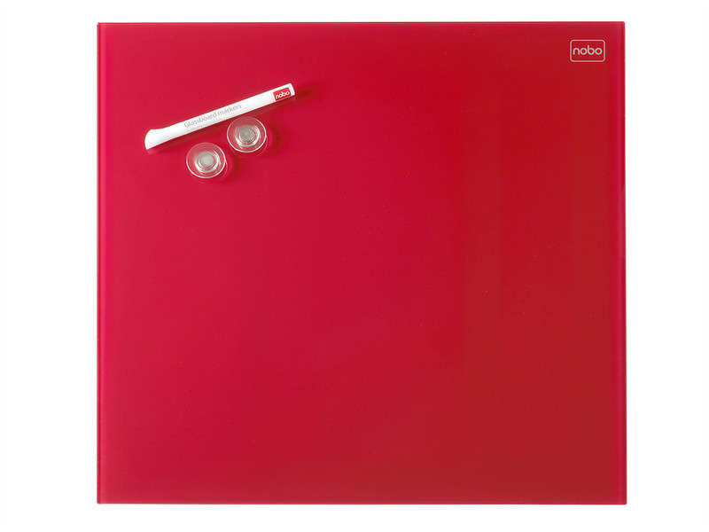 Nobo Diamond Glass Board Magnetic Red 450x450mm Retail Pack