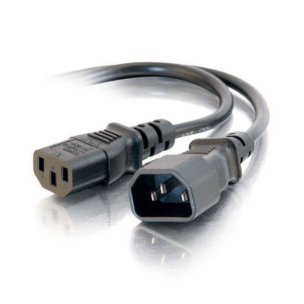 C2G 10ft 250V 14 AWG Power Cord Extension (IEC320C13 -> IEC320C14) 3m C14 coupler Black power cable