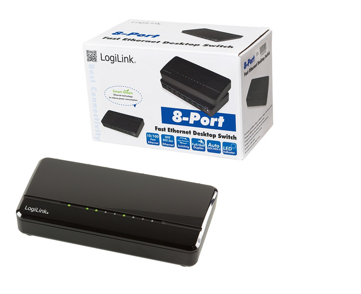 LogiLink NS0104 Неуправляемый L2 Fast Ethernet (10/100) Черный сетевой коммутатор