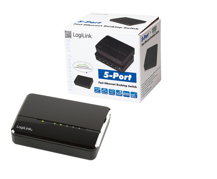 LogiLink NS0103 Unmanaged L2 Fast Ethernet (10/100) Black network switch