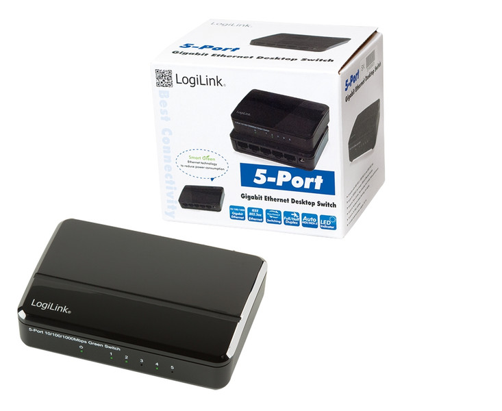 LogiLink NS0105 ungemanaged L2 Gigabit Ethernet (10/100/1000) Schwarz Netzwerk-Switch
