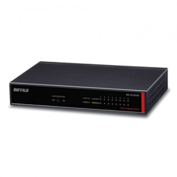 Buffalo BS-GU2008 Неуправляемый Gigabit Ethernet (10/100/1000) Черный сетевой коммутатор