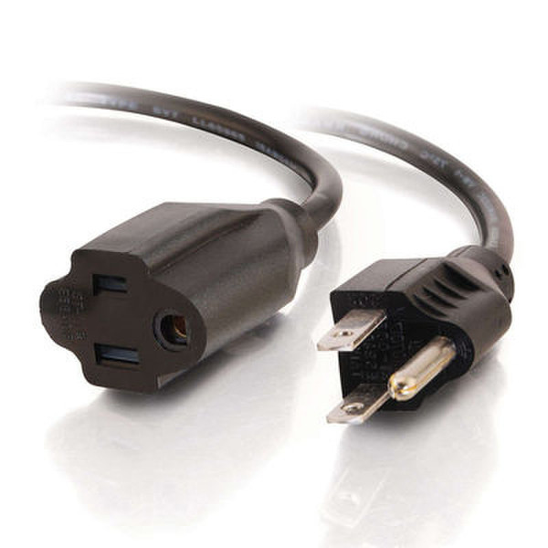 C2G 2ft Outlet Saver 16 AWG Power Extension Cord (NEMA 5-15R to NEMA 5-15P) 0.60m NEMA 5-15P Black power cable