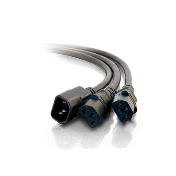 C2G 6ft 1 -> 2 16 AWG Power Splitter (IEC320C14 -> 2 IEC320C13) 1.8m C13 coupler Black power cable