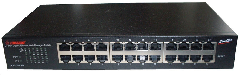Longshine LCS-GS8424 gemanaged Gigabit Ethernet (10/100/1000) Schwarz Netzwerk-Switch