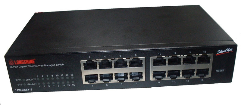 Longshine LCS-GS8416 Управляемый Gigabit Ethernet (10/100/1000) Черный сетевой коммутатор