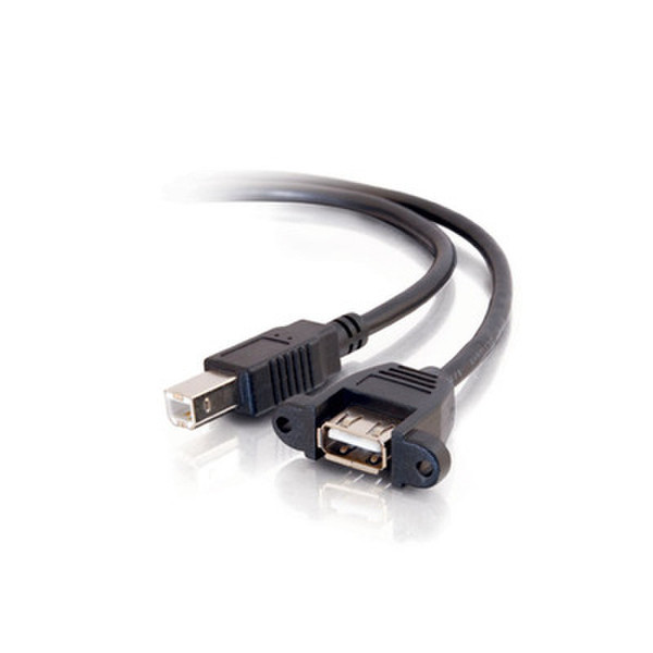 C2G 2ft USB 2.0 A Female to B Male Panel Mount Cable 0.6m USB A USB B Schwarz USB Kabel