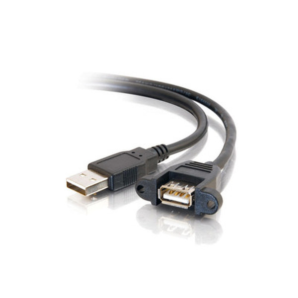 C2G 2ft USB 2.0 A Male to A Female Panel Mount Cable 0.6m USB A USB A Black USB cable