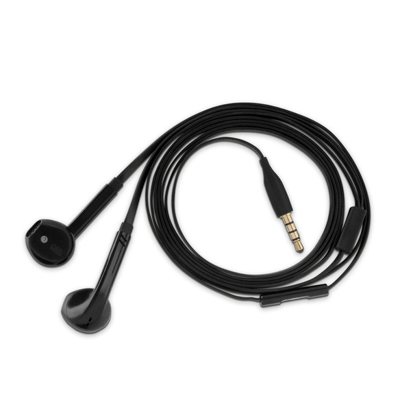 V7 In-Ear Stereo Earbuds Black with In-line Microphone - handsfree, tangle free with flat cable design