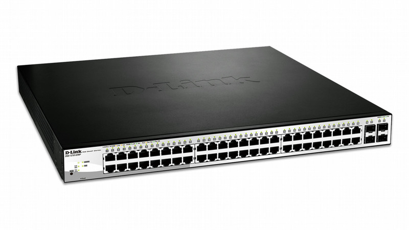 D-Link DGS-1210-52MP gemanaged L2 Gigabit Ethernet (10/100/1000) Energie Über Ethernet (PoE) Unterstützung 1U Schwarz Netzwerk-Switch