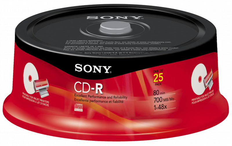 Sony 25CDQ80RSP CD-R 700MB 25pc(s) blank CD