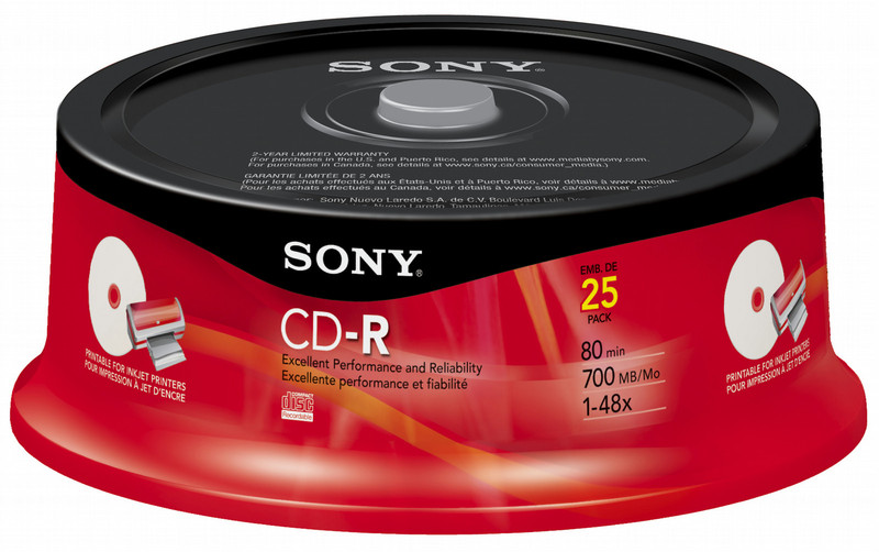Sony 25CDQ80RSP CD-R 700MB 25Stück(e) CD-Rohling