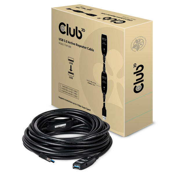 CLUB3D USB 3.0 Active Repeater Cable 10 Meter M/F