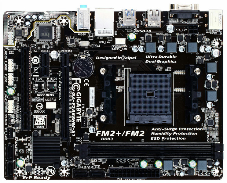 Gigabyte GA-F2A68HM-S1 AMD A68H Socket FM2+ Микро ATX материнская плата