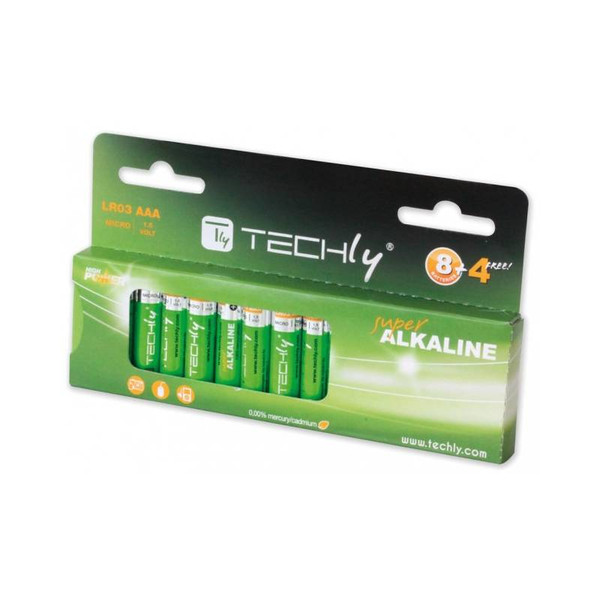 Techly Blister 12 Batteries High Power Mini Stilo AAA Alkaline LR03 1.5V IBT-KAL-LR03-B12T
