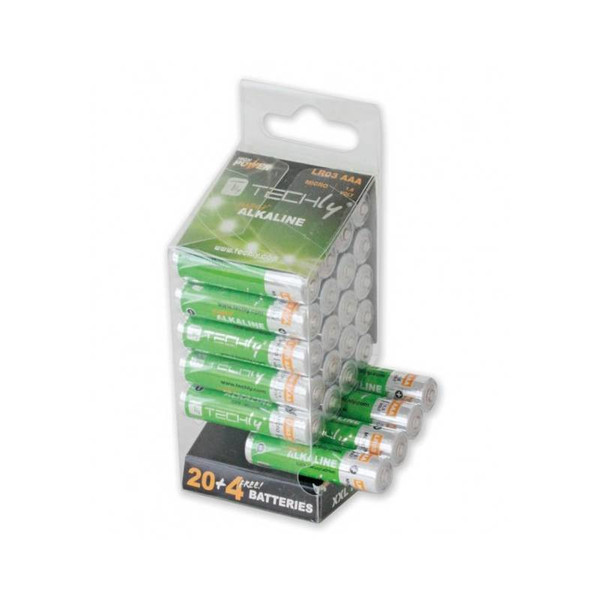 Techly Multipack 24 Batteries High Power Mini Stilo AAA Alkaline LR03 1.5V IBT-KAL-LR03-B24T