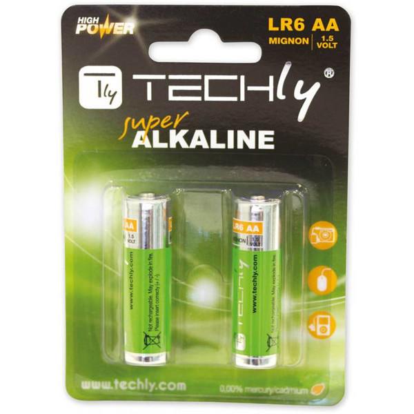 Techly Blister 2 Batteries High Power AA Alkaline LR06 1.5V Stilo IBT-KAL-LR06-B2T