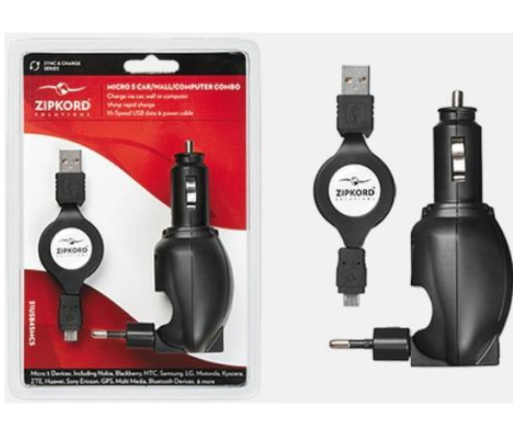 ZipKord 3 in 1 Car and Travel Charger Micro USB
