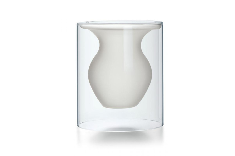 Philippi Esmeralda Cylinder-shaped Glass Transparent,White vase