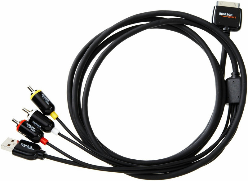 AmazonBasics PRIRFQ305-MAPARENT 30-Pin 3xRCA, USB A Черный кабельный разъем/переходник