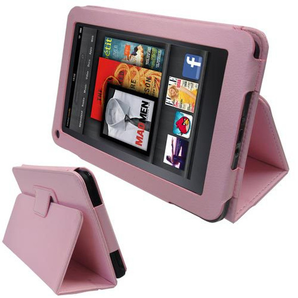 Skque AMZ-KIN-FI-LTHR-PK 7Zoll Blatt Pink Tablet-Schutzhülle