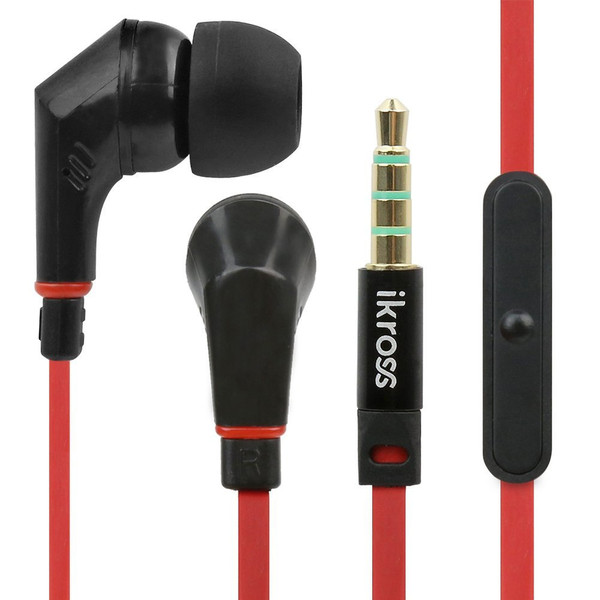 iKross IKHS10B1 Binaural Ohrbügel Schwarz, Rot Mobiles Headset