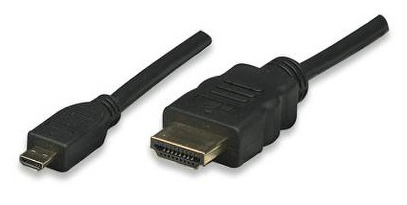 Techly 1.0m HDMI 1.4a/Micro HDMI D 1м HDMI Micro-HDMI Черный