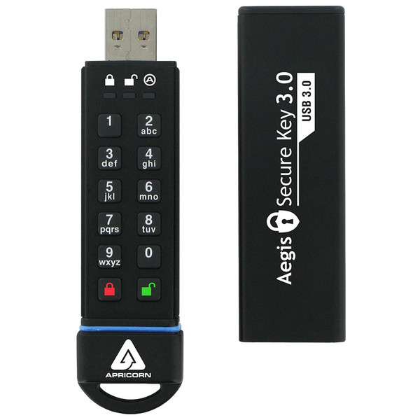 Apricorn Aegis Secure Key 3.0 30ГБ USB 3.0 Черный USB флеш накопитель