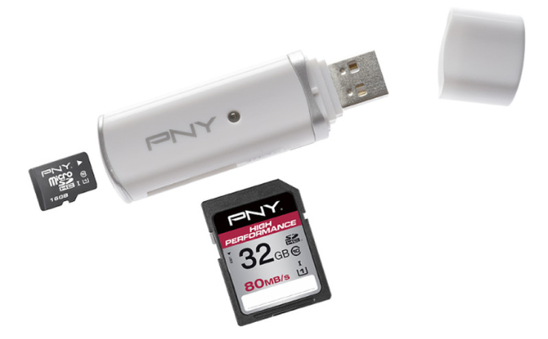 PNY MLTIRDR20W01-RB USB 2.0 Белый устройство для чтения карт флэш-памяти