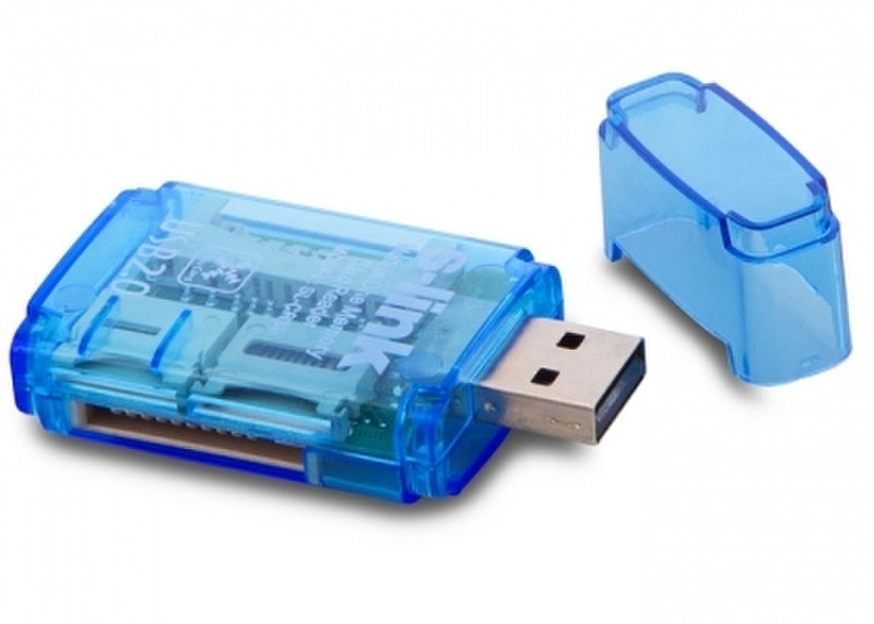 S-Link SL-CR30 Внутренний USB 2.0 Синий, Прозрачный устройство для чтения карт флэш-памяти