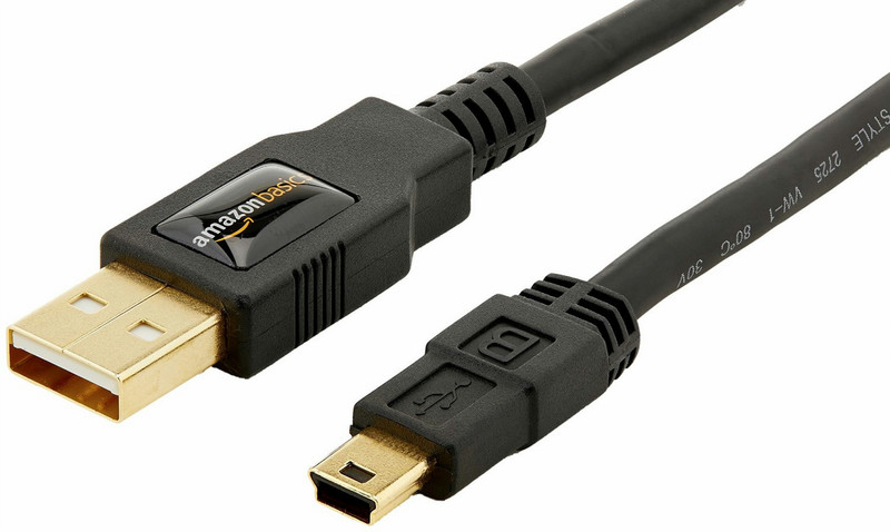 AmazonBasics USB 2.0 A/USB Mini-B, 1.8m 1.8м USB A Mini-USB B Черный