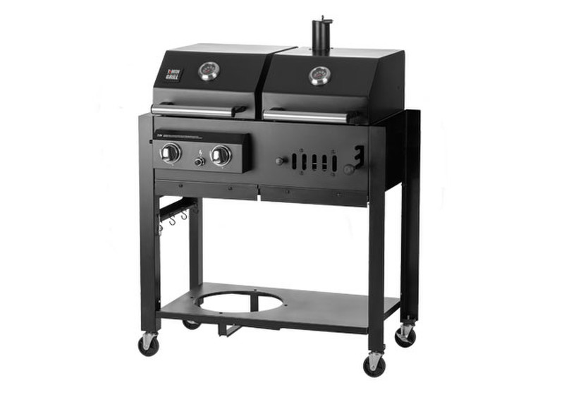CHEF CENTRE T30 Grill Wagen Charcoal + Gas 6200W Schwarz Barbecue & Grill