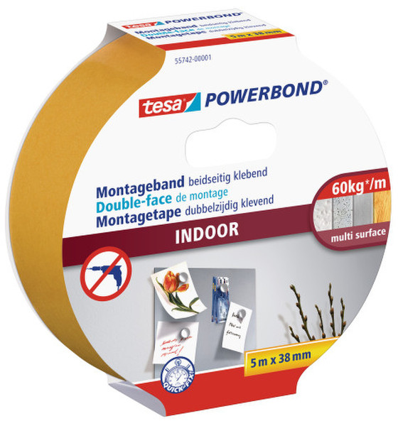 TESA Powerbond INDOOR 5м Белый 1шт канцелярская/офисная лента