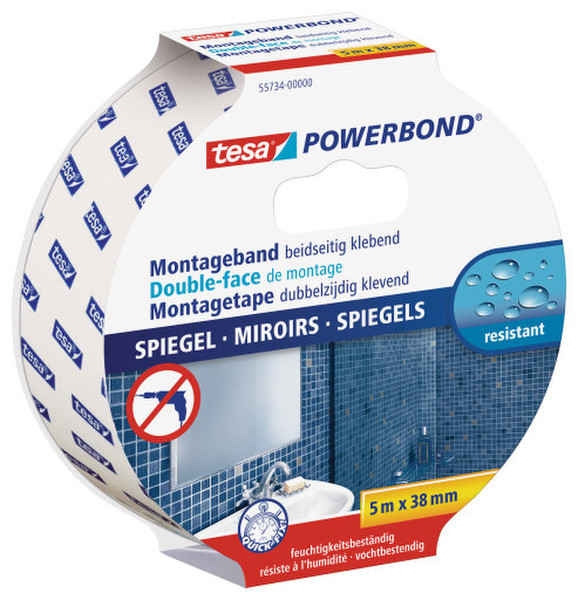 TESA Powerbond SPIEGEL 5м Белый 1шт канцелярская/офисная лента