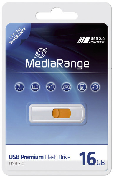 MediaRange MR972 16ГБ USB 2.0 Белый USB флеш накопитель