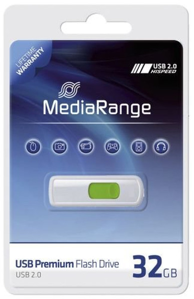 MediaRange MR973 32GB USB 2.0 Type-A White USB flash drive
