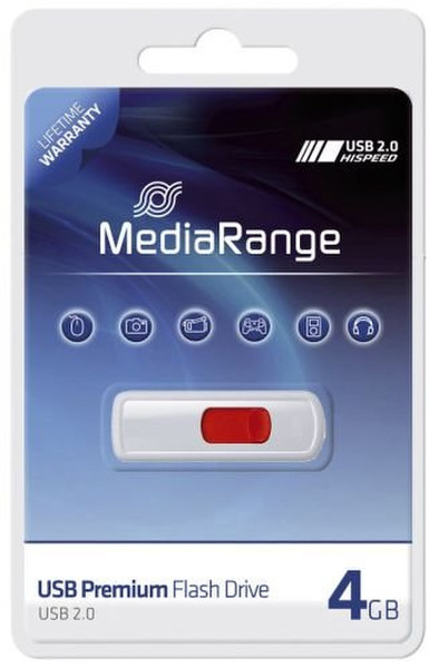 MediaRange MR970 4ГБ USB 2.0 Белый USB флеш накопитель