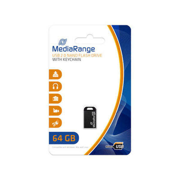 MediaRange MR923 64GB USB 2.0 Type-A Black USB flash drive