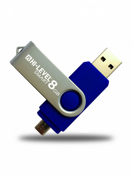 Hi-level 8GB Smart OTG USB 8ГБ USB 2.0/Micro-USB Синий USB флеш накопитель
