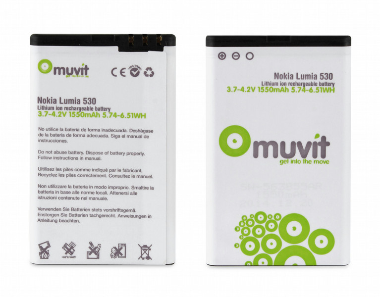 Muvit Li-Ion 1550mAh Lithium-Ion 1550mAh 3.7V Wiederaufladbare Batterie