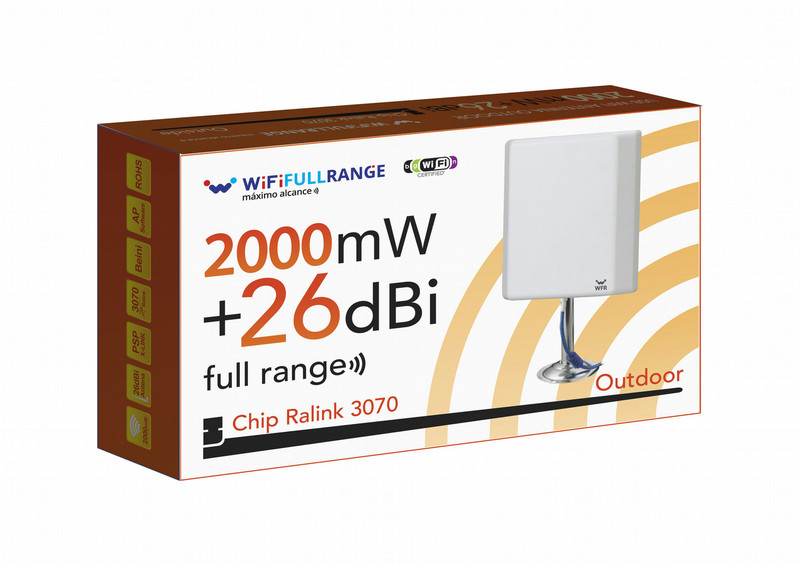 Wififullrange High Power Ext. 2W+26dBi USB Directional 26dBi network antenna