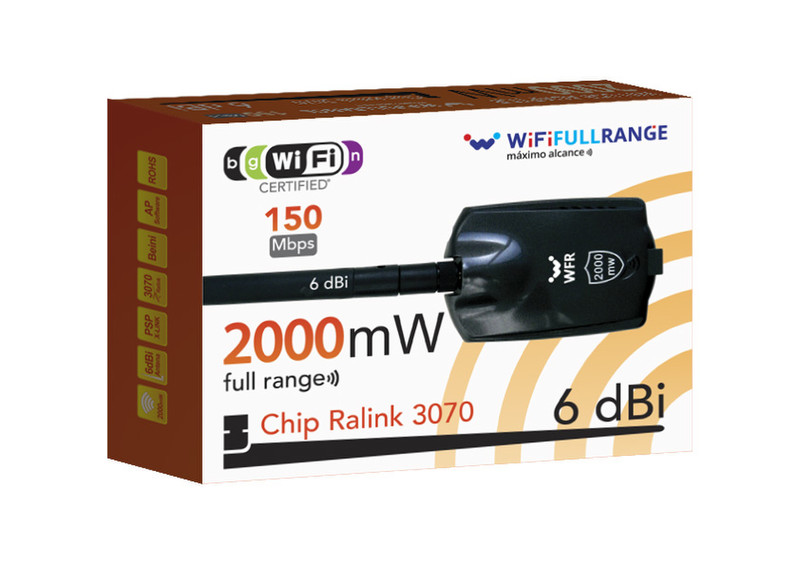 Wififullrange ADAP. 2W RALINK 150N 6DBI USB Всенаправленный 6дБи сетевая антенна