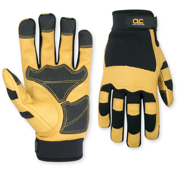 Custom LeatherCraft 275L Leather,PVC Black,Yellow 2pc(s) protective glove