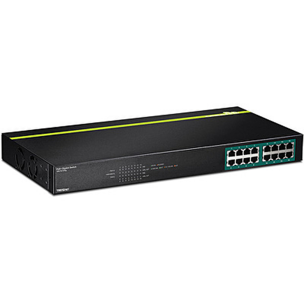 Trendnet TPE-TG160G Unmanaged L2 Gigabit Ethernet (10/100/1000) Power over Ethernet (PoE) 1U Black network switch