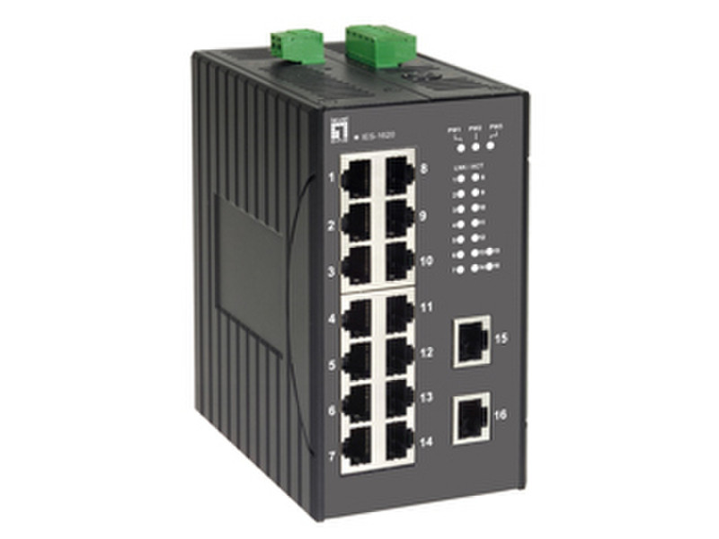 LevelOne IES-1620 Неуправляемый L2 Fast Ethernet (10/100) Черный