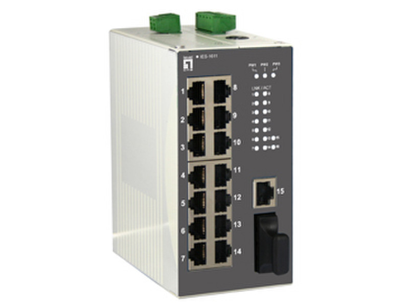 LevelOne IES-1611 Неуправляемый L2 Fast Ethernet (10/100) Power over Ethernet (PoE) Черный