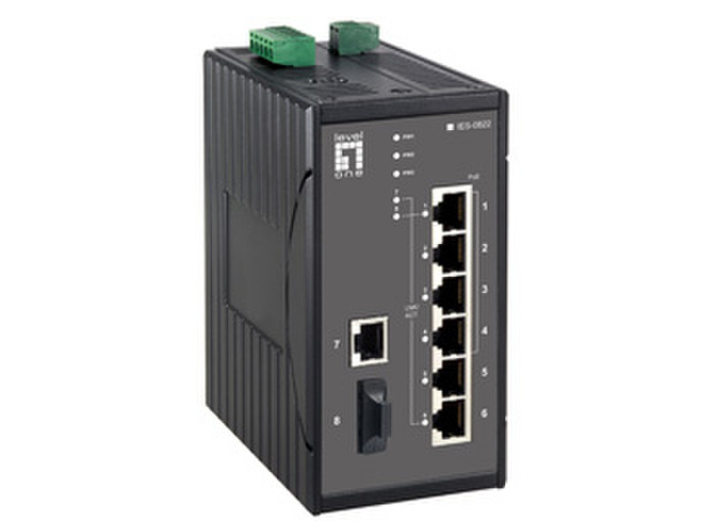 LevelOne IES-0822 Unmanaged L2 Fast Ethernet (10/100) Power over Ethernet (PoE) Black