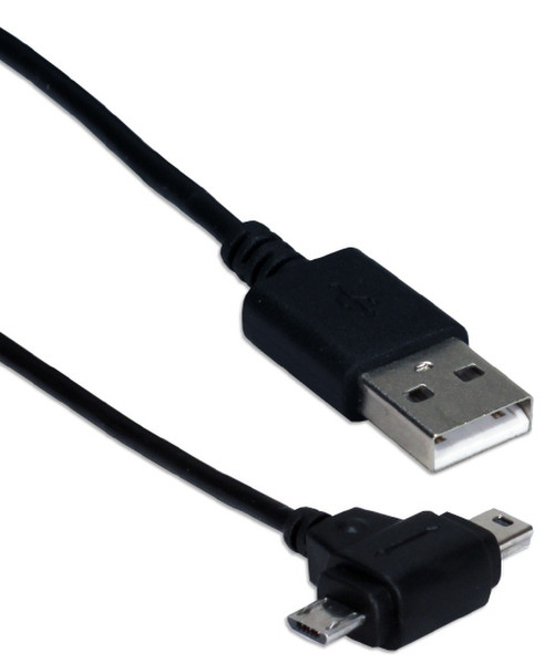 QVS 1ft. USB Mini-B/Micro-B - USB m/m 0.3m Micro-USB B/Mini-USB B USB A Black