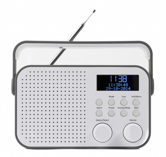 Akai ADB20GY Tragbar Digital Grau, Weiß Radio