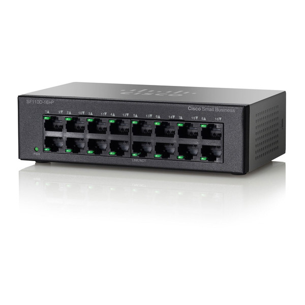 Cisco Small Business 110 Неуправляемый L2 Fast Ethernet (10/100) Power over Ethernet (PoE) Черный